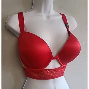 NEW 38DD Victoria’s Secret women’s Very Sexy push up bra red w/lace strappy back